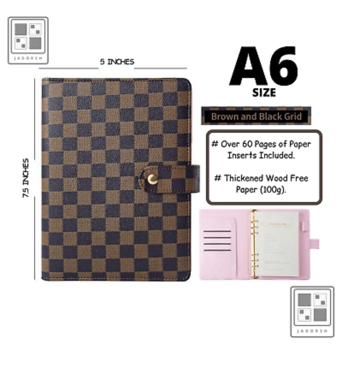 Luxury Checkered/Quilted A5 Agenda Binder Planner Journal (Pre-Order) | N C Glam Collection LLC