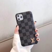 Checker board LV Gray + blueish phone case