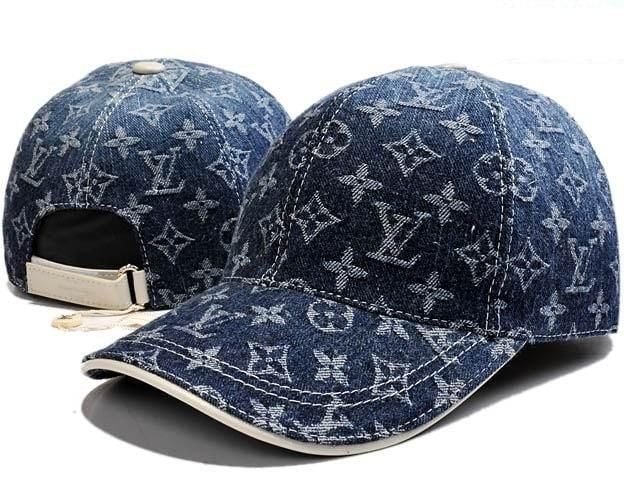 Louis Vuitton Custom Vintage Baseball Cap Blue Denim RARE LV