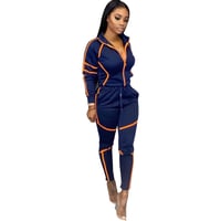 Image 1 of 2 piece long romper orange/navy blue.