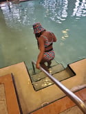 Blue + orange BB high waist 2 piece
