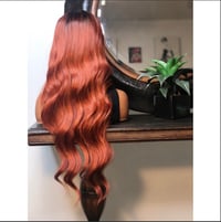 Image 2 of EDITH | LONG AUBURN RED OMBRÉ DEEP WAVE LACE FRONT