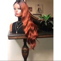 Image 3 of EDITH | LONG AUBURN RED OMBRÉ DEEP WAVE LACE FRONT