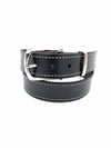 Leather Belt Black w Green Stitching