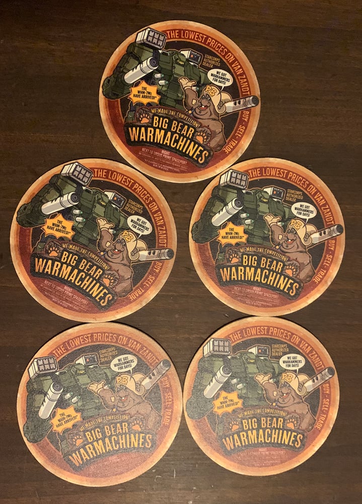 Image of Big Bear Warmachines coaster 5-pack.