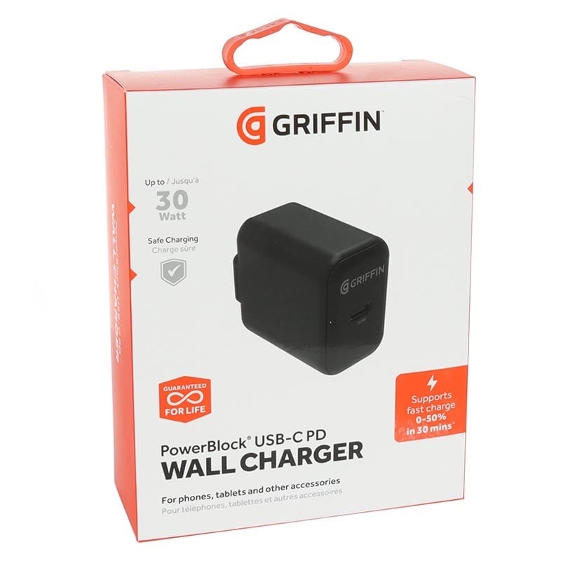Griffin PowerBlock USB-C Wall Charger 30W - Fast Charging for Apple & Android