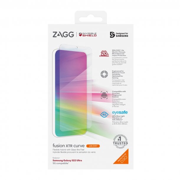 ZAGG InvisibleShield Fusion XTR Flexible D3O Screen Protector Samsung Galaxy S22 / S22 + / S22 Ultra