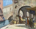20th Century Swedish Artist 'Market by a Venetian Canal'