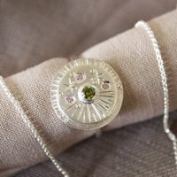 Image 1 of Eco Silver Orbit Ring with Peridot