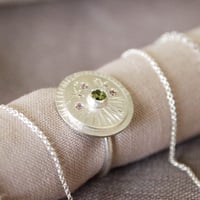 Image 3 of Eco Silver Orbit Ring with Peridot
