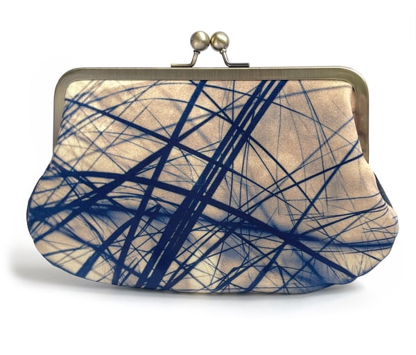 Image of Criss-cross grasses, velvet shoulder bag with chain or leather strap