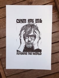 Image 3 of Jarvis Cocker. Running The World. Hand Made. Original A4 linocut print. Limited and Signed. Art.