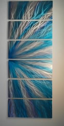 Radiance Blues 36x95- Metal Wall Art Abstract Contemporary Modern Decor