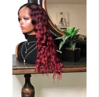 Image 2 of RUBY | LONG RED WINE OMBRÉ WAVY LACE FRONT WIG