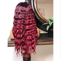 Image 4 of RUBY | LONG RED WINE OMBRÉ WAVY LACE FRONT WIG