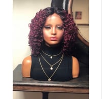 Image 1 of ANNIE | CURLY RED WINE OMBRÉ LACE FRONT WIG 