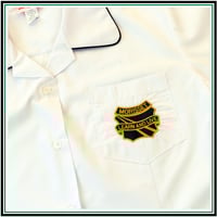 Image 3 of Discontinued Clearance - Senior Girls White & Black Trim Blouse $10.90