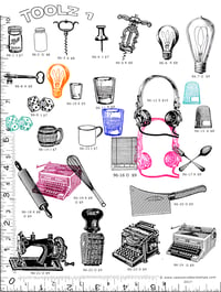 Image 1 of Typewriters/Bulbs/Headphones Rubber Stamps P96