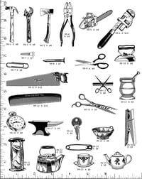 Image 1 of Tools, Paper Clip, Sand Dial, Tea Pot P99