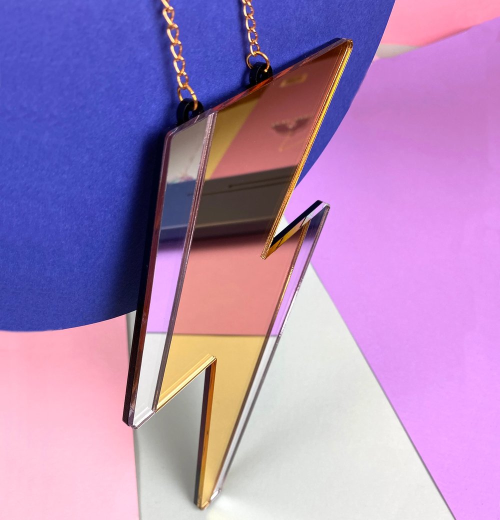 Lightning Bolt Mirror - Gold & Silver