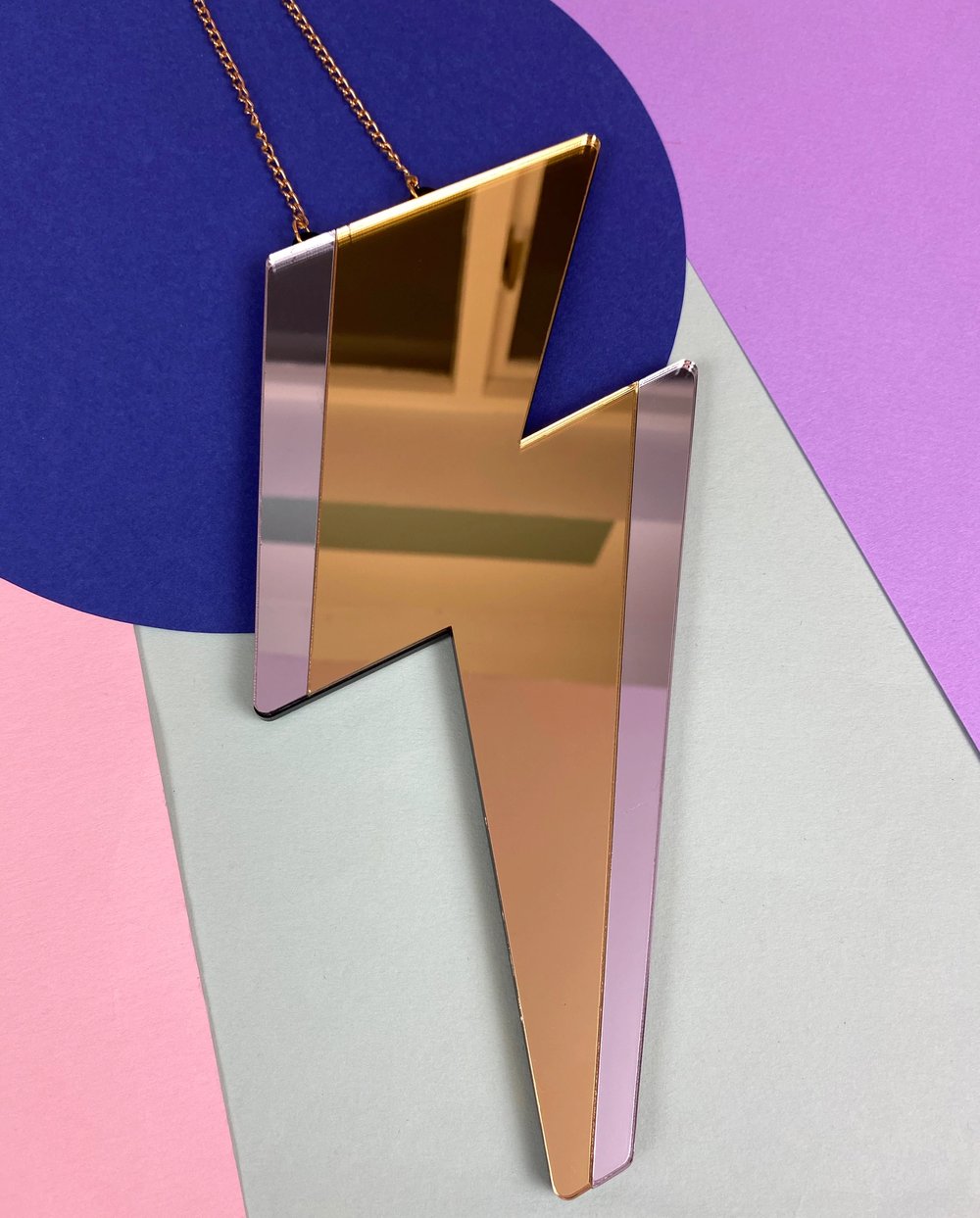Lightning Bolt Mirror - Gold & Silver