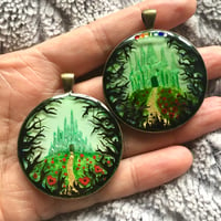 Image 2 of Emerald City Hand Painted Castle Pendant