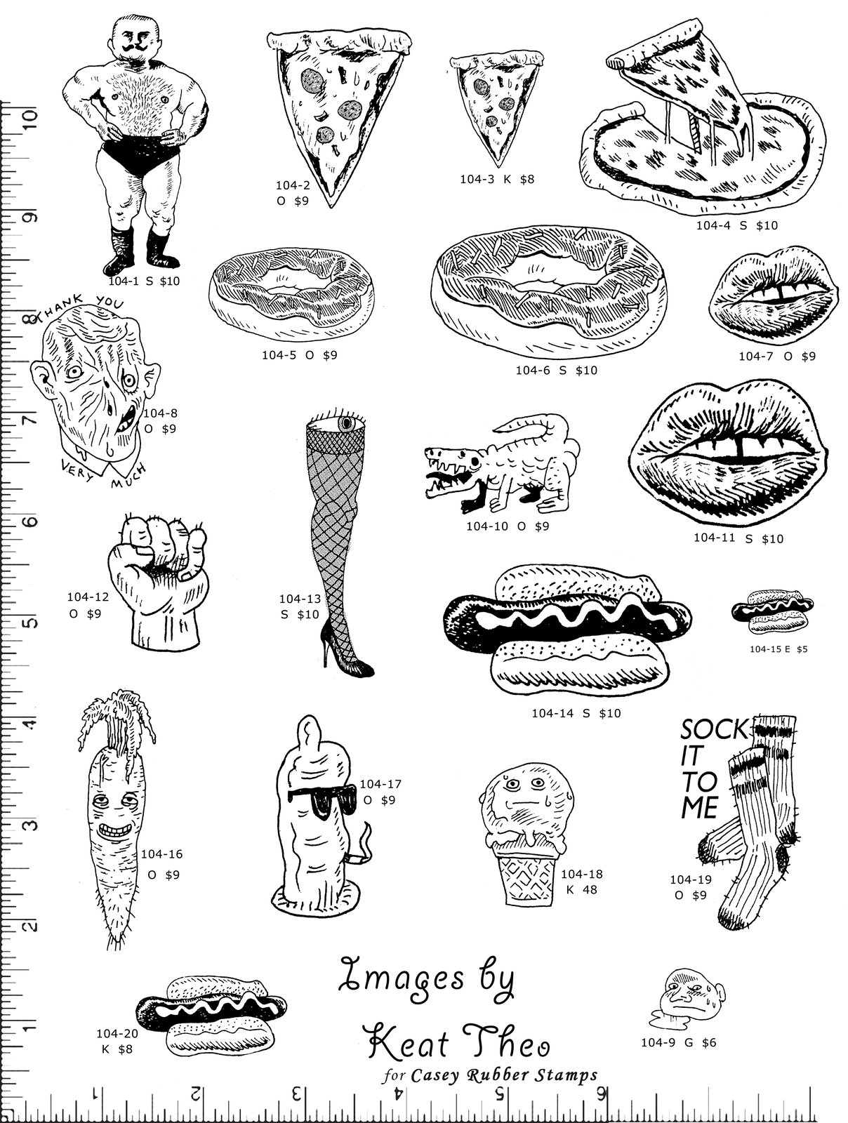 Goofy Food/Strong Man/Leg Rubber Stamps P104 | Casey Rubber Stamps