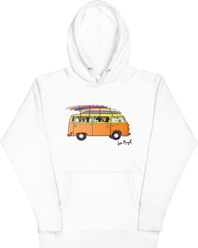 Great Danes in a Groovy VW Bus