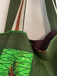 Image 2 of Vibrant African print green and red bag