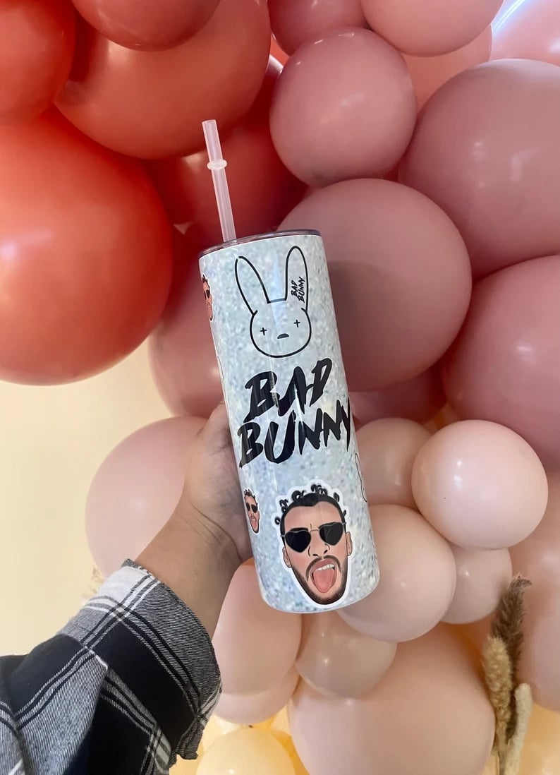 Image of Custom Bad Bunny Tumbler 20oz Stainless Steal | GIFT FOR HER OR HIM
