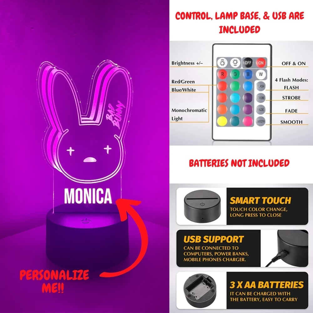 Image of Bad Bunny Lamp / LED Lamp/ Light for Adults
