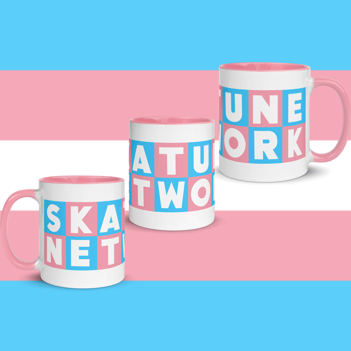 Image of PRIDE 2022 | Skatune Logo | Trans Pride Flag Colors | Pink or Blue Mugs