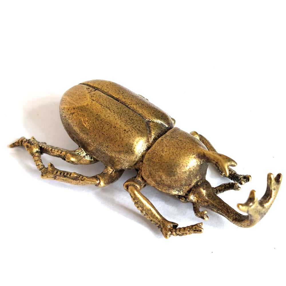 Image of Japanese Rhino Beetle - Miniature Brass Insect Ornament