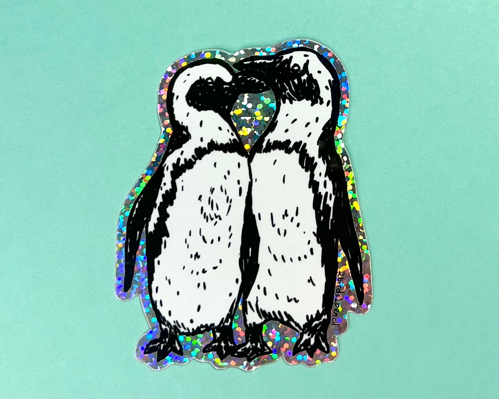 Image of Penguin love glitter sticker
