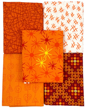 Stitchy 1/2 Yard Color Bundle of 5 Fabrics - Orange - ships 10/15