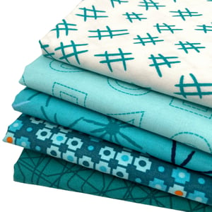 Stitchy Turquoise/Teal Half Yard Color Bundle - 5 Pieces