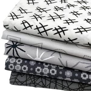 Stitchy Black, White & Grey Half Yard Color Bundle - 5 Pieces