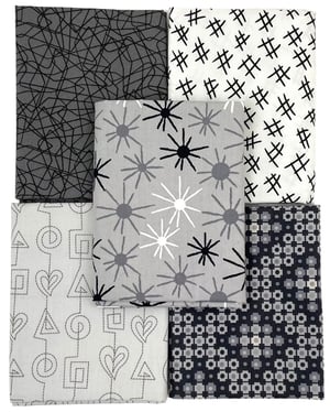 Stitchy Black, White & Grey Half Yard Color Bundle - 5 Pieces
