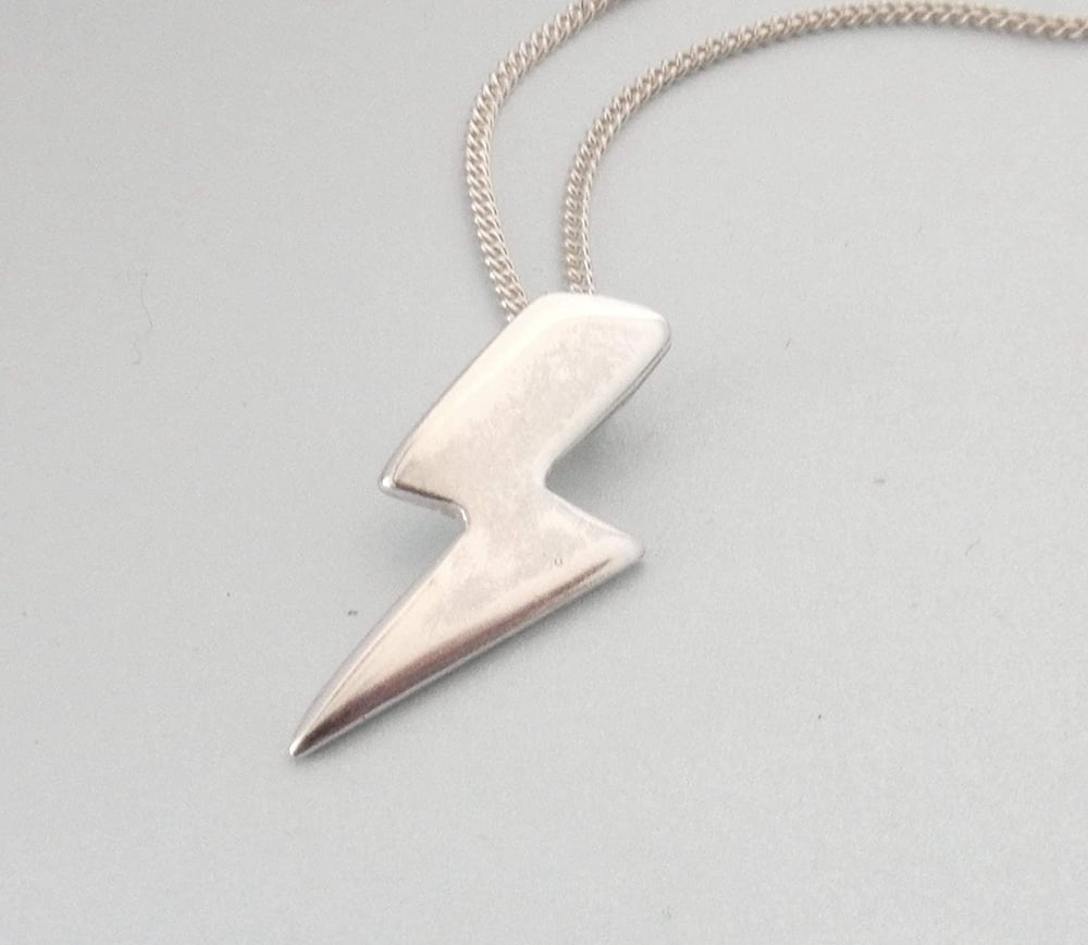 Handcrafted Silver Lightning Bolt Pendant And Chain