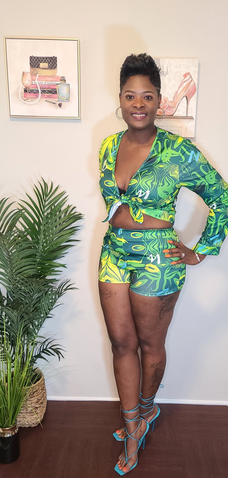 Floral Green Short Set Image 2