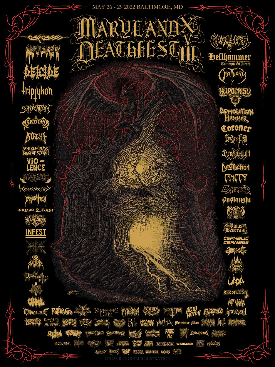  Maryland Deathfest XVIII (2022) black silkscreened poster 