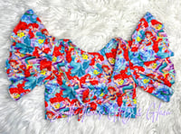 Mermaid - Tie Back Flutter Sleeve Crop Top