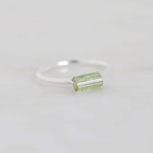 Image of Rough Yellowish Green Tourmaline silver ring