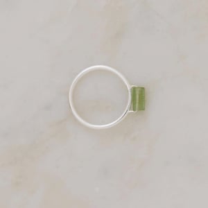 Image of Rough Yellowish Green Tourmaline silver ring