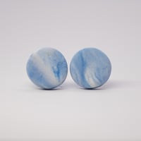 Handmade Australian porcelain stud earrings - blue and white marble