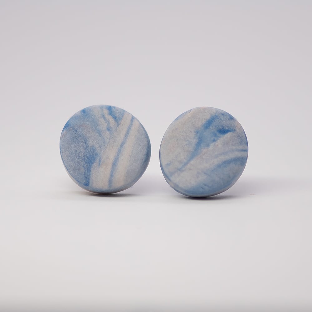 Image of Handmade Australian porcelain stud earrings - blue blend