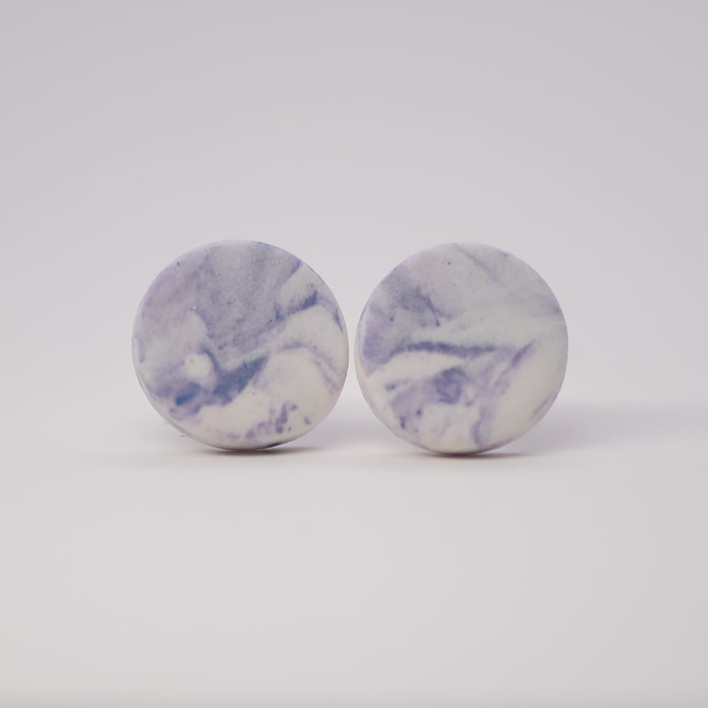 Image of Handmade Australian porcelain stud earrings - lavender marble