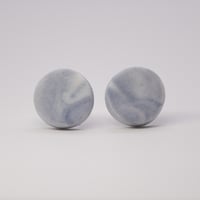 Handmade Australian porcelain stud earrings - blue grey and white marble