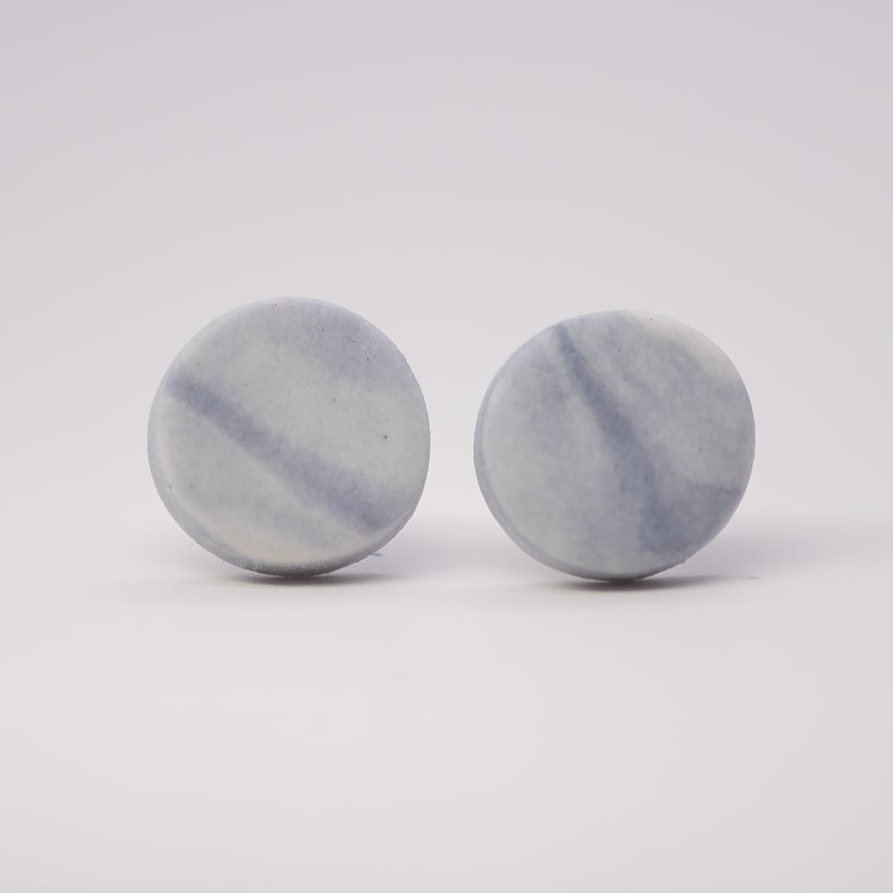 Image of Handmade Australian porcelain stud earrings - blue grey and white blend
