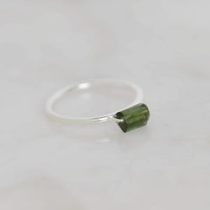 Image of Rough Bluish Green Tourmaline silver ring